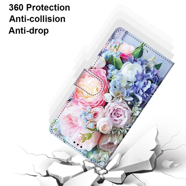 OPPO A53 4G(2020) / A53s / A32 / A33 (2020) Coloured Drawing Cross Texture Horizontal Flip PU Leather Case with Holder & Card Slots & Wallet & Lanyard(Light Pink Bouquet)