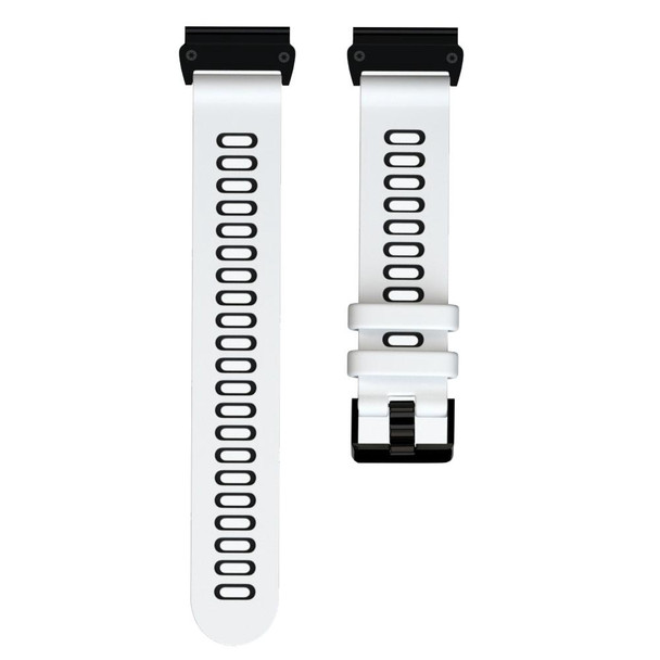 Garmin Fenix 6X Two-color Silicone Quick Release Watch Band(White Black)