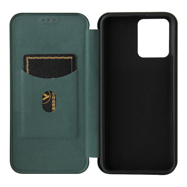 OPPO Realme 8 / 8 Pro Carbon Fiber Texture Magnetic Horizontal Flip TPU + PC + PU Leather Case with Card Slot(Green)