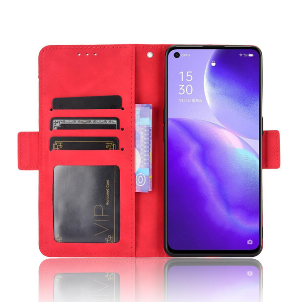 OPPO Find X3 Lite / Reno5 5G Skin Feel Calf Pattern Horizontal Flip Leather Case with Holder & Card Slots & Photo Frame(Red)