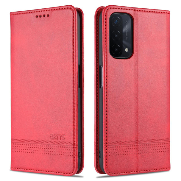 OPPO A93 (5G) AZNS Magnetic Calf Texture Horizontal Flip Leather Case with Card Slots & Holder & Wallet(Red)