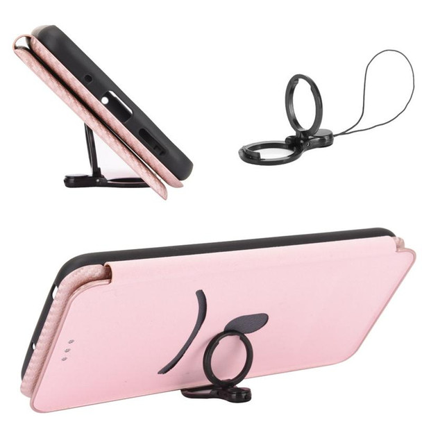 OPPO A94 4G / F19 Pro / Reno5 F Carbon Fiber Texture Magnetic Horizontal Flip TPU + PC + PU Leather Case with Card Slot(Pink)