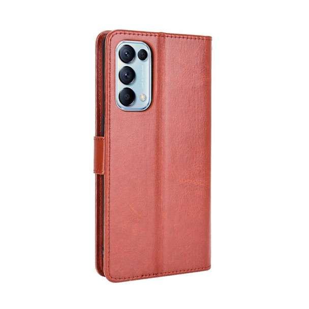 OPPO Reno5 5G Retro Crazy Horse Texture Horizontal Flip Leather Case with Holder & Card Slots & Photo Frame(Brown)