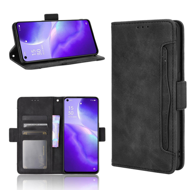 OPPO Reno5 5G Skin Feel Calf Pattern Horizontal Flip Leather Case with Holder & Card Slots & Photo Frame(Black)