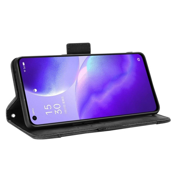 OPPO Reno5 5G Skin Feel Calf Pattern Horizontal Flip Leather Case with Holder & Card Slots & Photo Frame(Black)