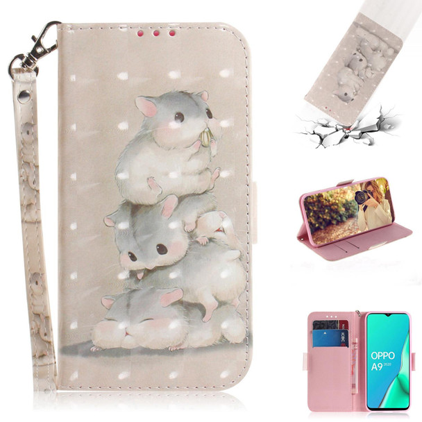 OPPO A9 2020 3D Colored Drawing Horizontal Flip Leather Case with Holder & Card Slots & Wallet & Lanyard(Squirrels)