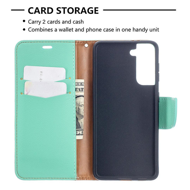 Samsung Galaxy S21 5G Litchi Texture Pure Color Horizontal Flip Leather Case with Holder & Card Slots & Wallet & Lanyard(Green)