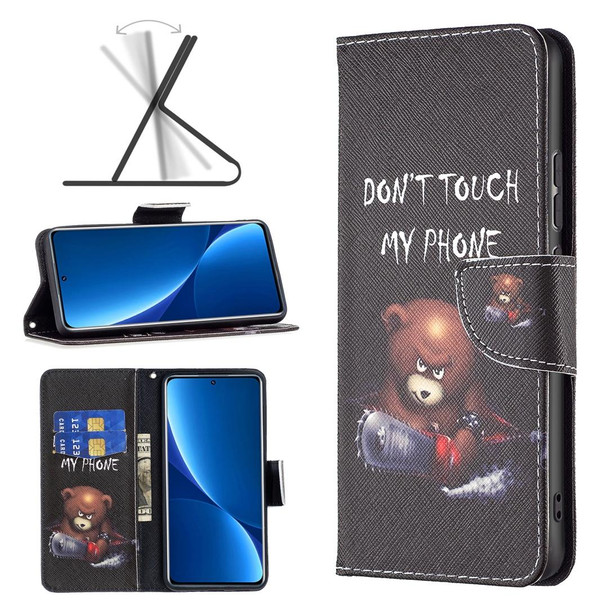 Xiaomi 12 Pro Colored Drawing Pattern Leather Phone Case(Bear)