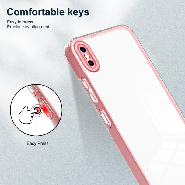 3 in 1 Clear TPU Color PC Frame Phone Case - iPhone XS Max(Pink)