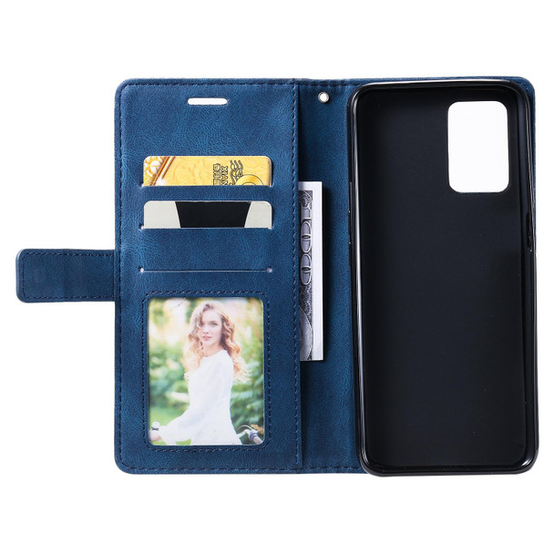OPPO Realme 8i Skin Feel Splicing Leather Phone Case(Blue)