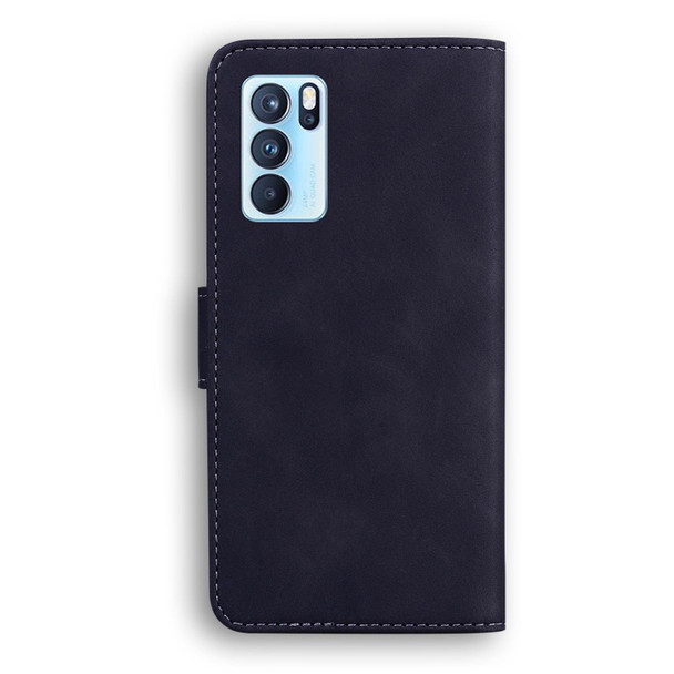 OPPO Reno6 Pro Skin Feel Pure Color Flip Leather Phone Case(Black)