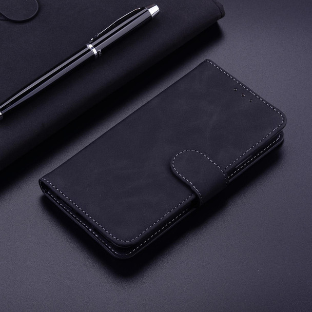 OPPO Reno6 Pro Skin Feel Pure Color Flip Leather Phone Case(Black)