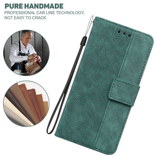 OPPO A15 / A15s Geometric Embossed Leather Phone Case(Green)