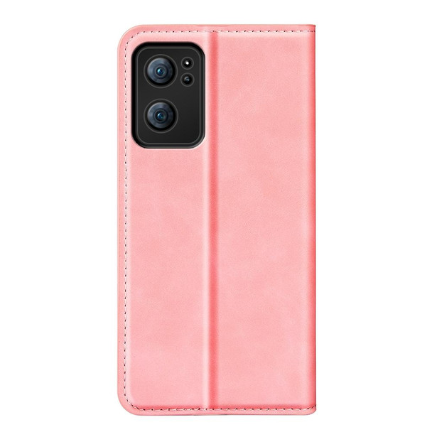 OPPO Reno 7 5G Retro-skin Magnetic Suction Leather Phone Case(Pink)