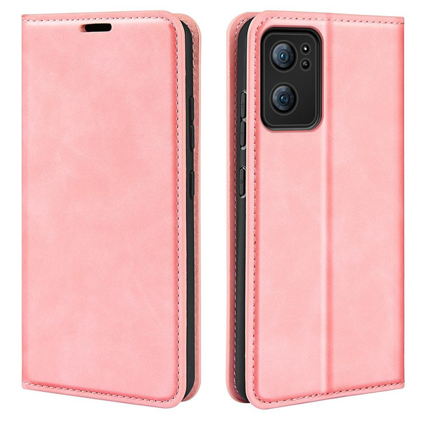 OPPO Reno 7 5G Retro-skin Magnetic Suction Leather Phone Case(Pink)