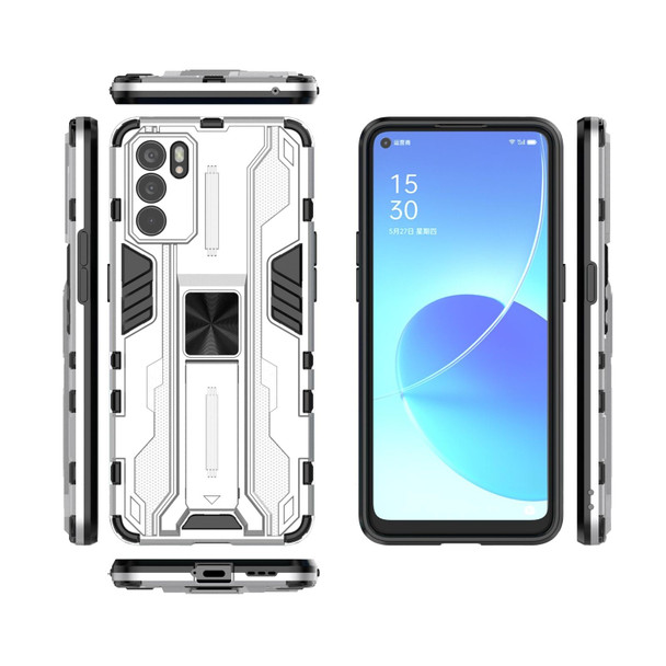 OPPO Reno6 Pro 5G Supersonic PC + TPU Shock-proof Protective Case with Holder(Silver)