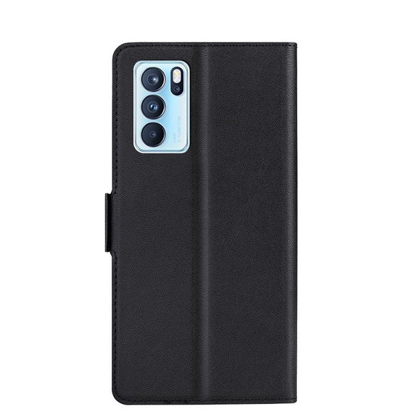 OPPO Reno6 Pro 5G Ultra-thin Voltage Side Buckle PU + TPU Horizontal Flip Leather Case with Holder & Card Slot(Black)