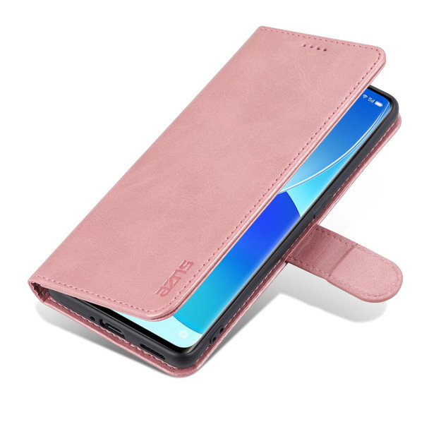 OPPO Reno6 Pro 5G AZNS Skin Feel Calf Texture Horizontal Flip Leather Case with Card Slots & Holder & Wallet(Rose Gold)