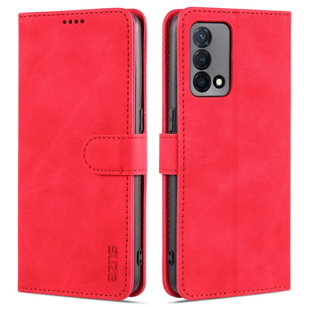 OPPO K9 AZNS Skin Feel Calf Texture Horizontal Flip Leather Case with Card Slots & Holder & Wallet(Red)