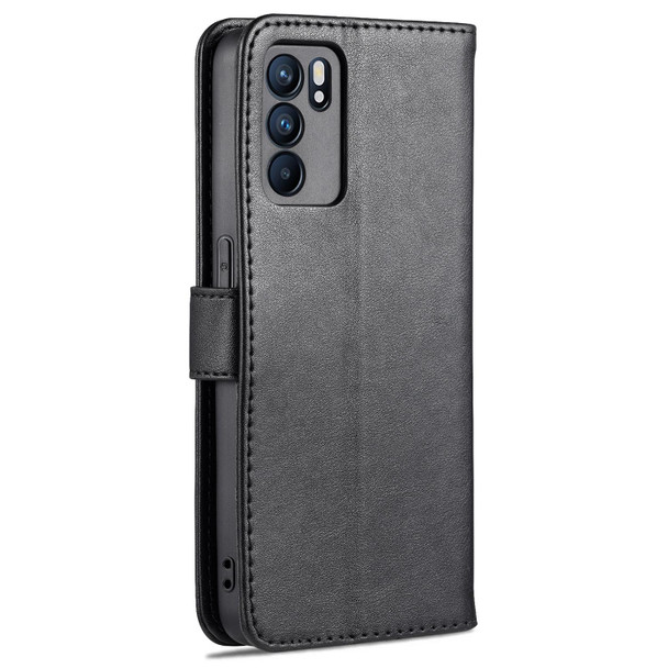 OPPO Reno6 / Reno6 Pro 5G AZNS Sheepskin Texture Horizontal Flip Leather Case with Holder & Card Slots & Wallet(Black)