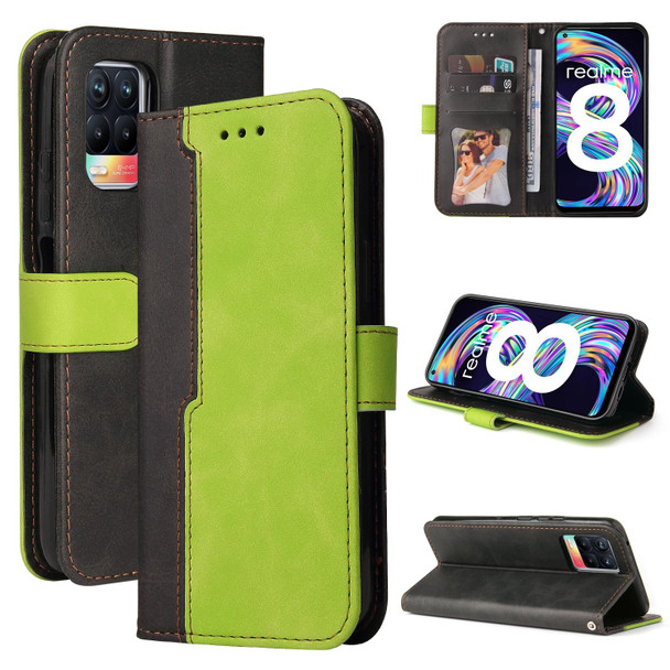 OPPO Realme 8 / 8 Pro Business Stitching-Color Horizontal Flip PU Leather Case with Holder & Card Slots & Photo Frame & Lanyard(Green)