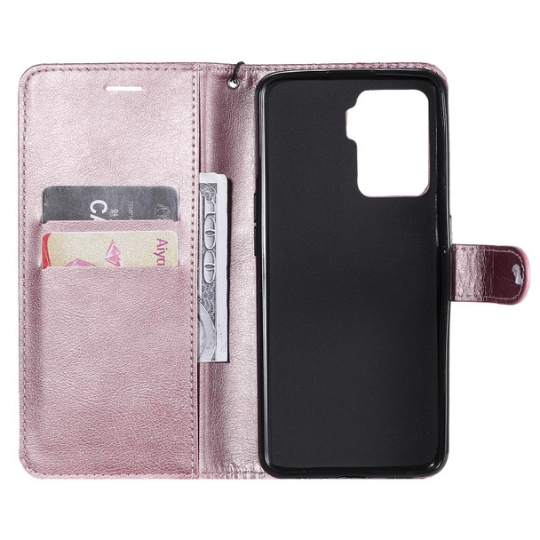 OPPO A94 4G Solid Color Horizontal Flip Protective Leather Case with Holder & Card Slots & Wallet & Photo Frame & Lanyard(Rose Gold)