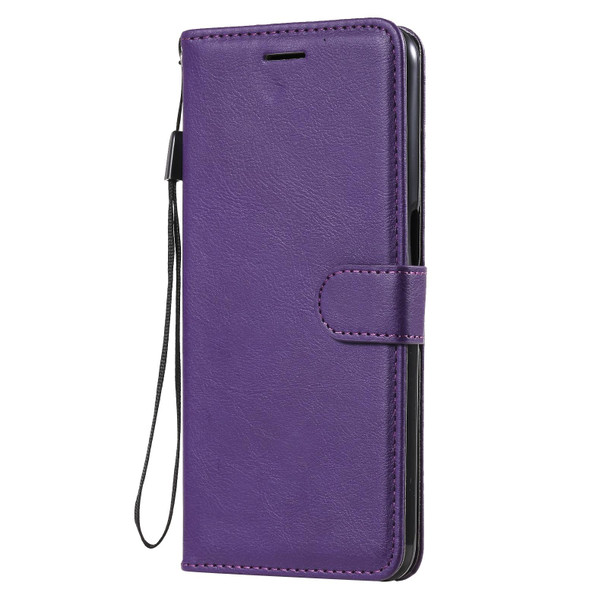 OPPO A93 5G / A54 5G / A74 5G Solid Color Horizontal Flip Protective Leather Case with Holder & Card Slots & Wallet & Photo Frame & Lanyard(Purple)