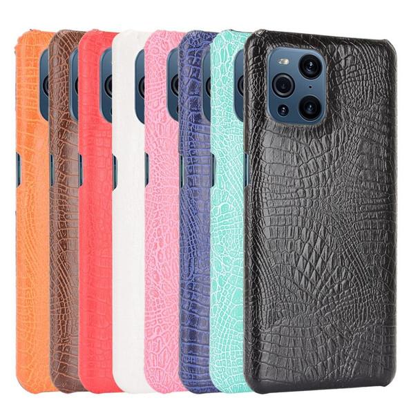 OPPO Find X3 / X3 Pro Shockproof Crocodile Texture PC + PU Case(Pink)