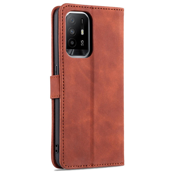 OPPO A94 5G / A95 5G / Reno5Z 5G / F19 Pro+ AZNS Skin Feel Calf Texture Horizontal Flip Leather Case with Card Slots & Holder & Wallet(Brown)