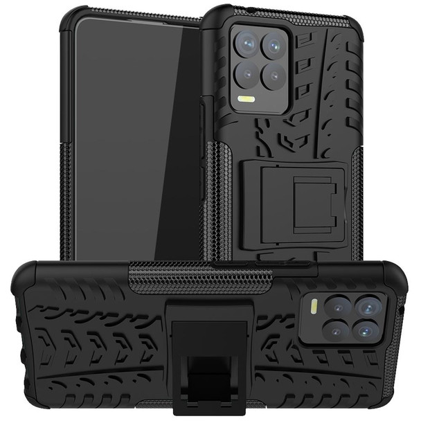 OPPO Realme 8 / 8 Pro Tire Texture Shockproof TPU+PC Protective Case with Holder(Black)