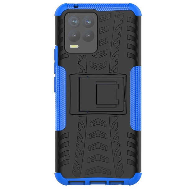 OPPO Realme 8 / 8 Pro Tire Texture Shockproof TPU+PC Protective Case with Holder(Blue)