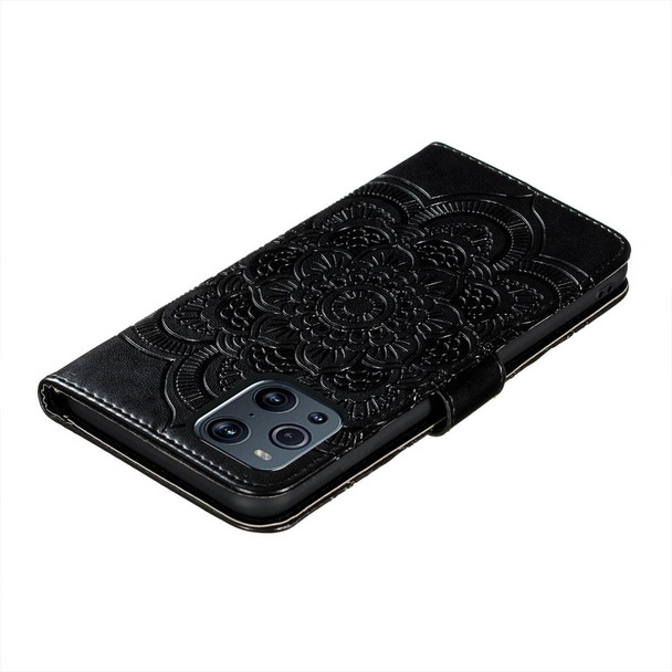 OPPO Find X3 / Find X3 Pro Mandala Embossing Pattern Horizontal Flip PU Leather Case with Holder & Card Slots & Wallet & Lanyard(Black)
