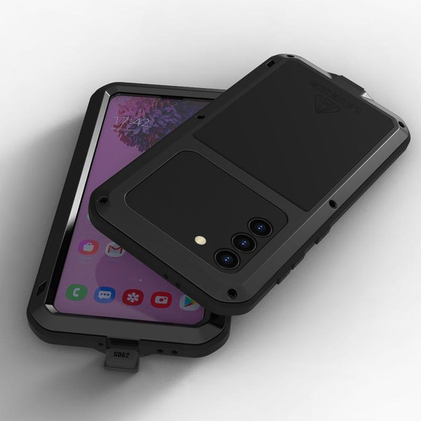 Samsung Galaxy S21 5G LOVE MEI Metal Shockproof Waterproof Dustproof Protective Case with Glass(Black)
