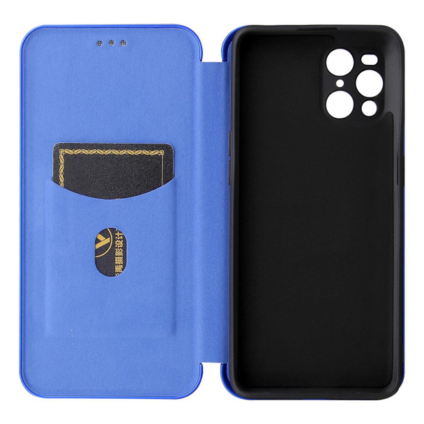Oppo Find X3 / X3 Pro Carbon Fiber Texture Magnetic Horizontal Flip TPU + PC + PU Leather Case with Card Slot(Blue)