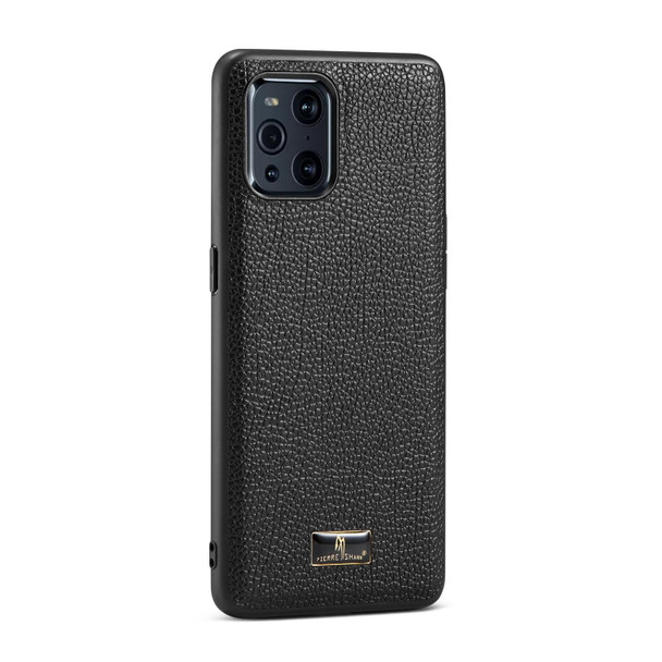 OPPO Find X3 Fierre Shann Leather Texture Phone Back Cover Case(Lychee Black)