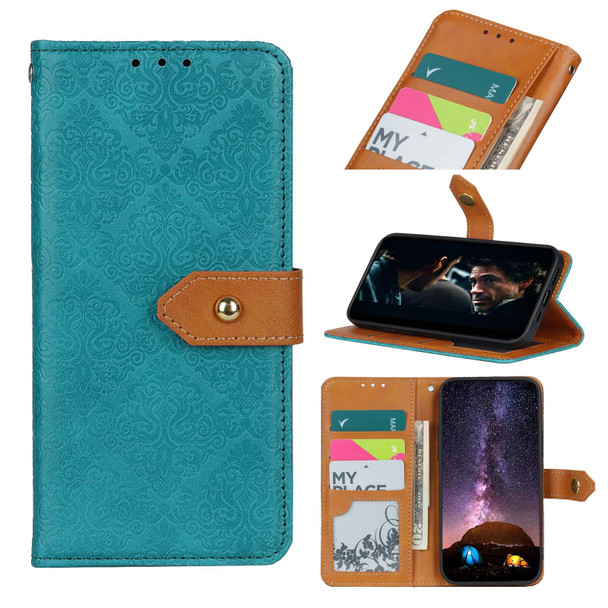 OPPO Reno4 Pro 4G European Floral Embossed Copper Buckle Horizontal Flip PU Leather Case with Holder & Card Slots & Wallet & Photo Frame(Blue)