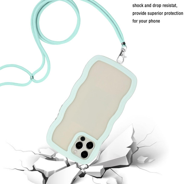 Lanyard Candy Color Wave TPU Clear PC Phone Case - iPhone 12 Pro Max(Green)