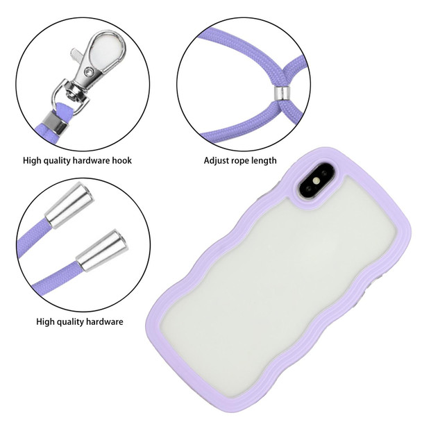 Lanyard Candy Color Wave TPU Clear PC Phone Case - iPhone XS Max(Purple)