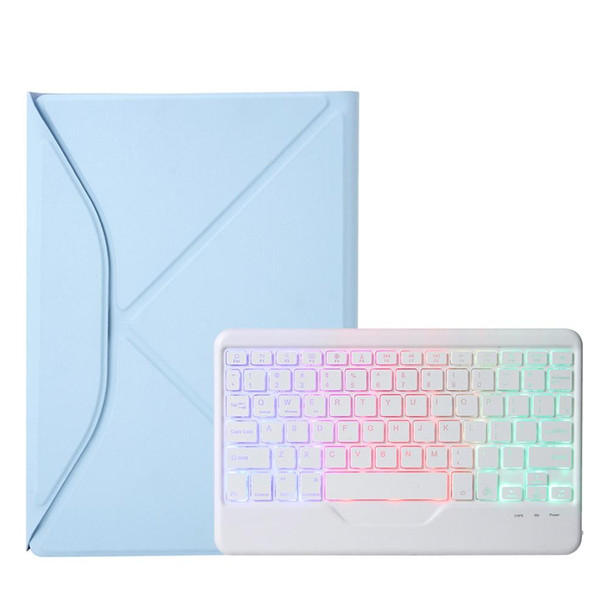 Z11BS Pen Slot Backlight Bluetooth Keyboard Leather Tablet Case - iPad Pro 11 2021/2020/2018(Sky Blue)