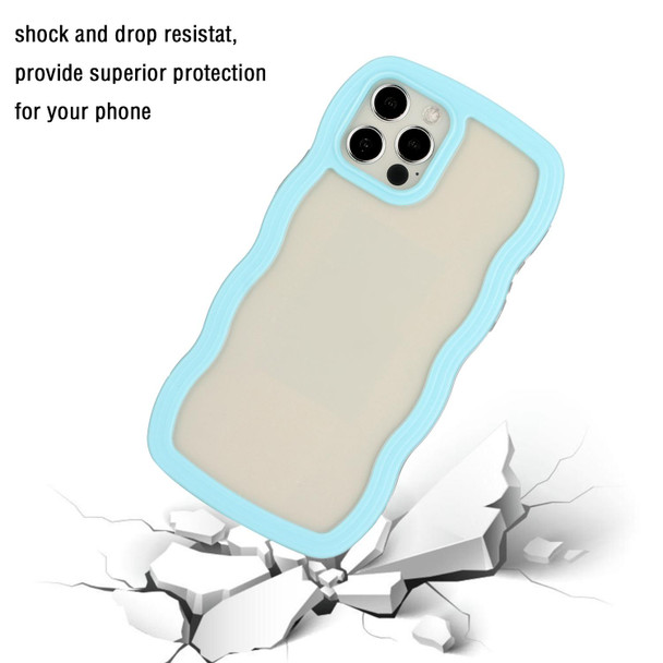 Candy Color Wave TPU Clear PC Phone Case - iPhone 12 / 12 Pro(Blue)