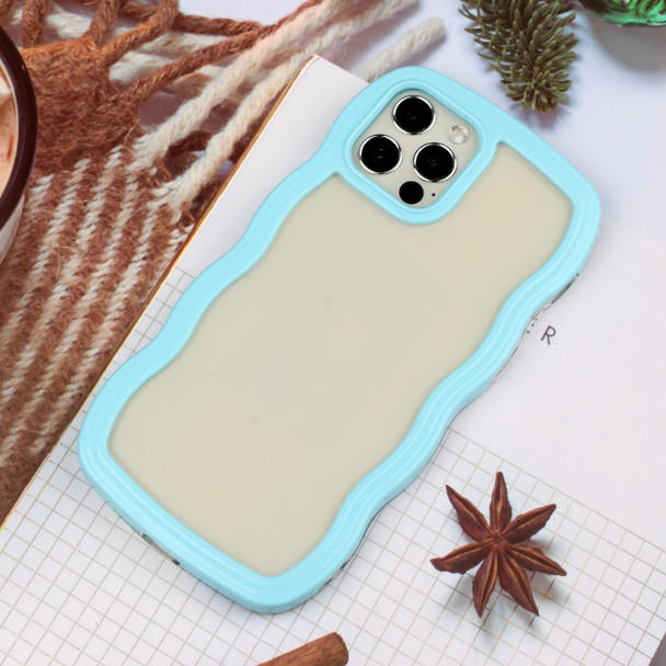 Candy Color Wave TPU Clear PC Phone Case - iPhone 12 / 12 Pro(Blue)
