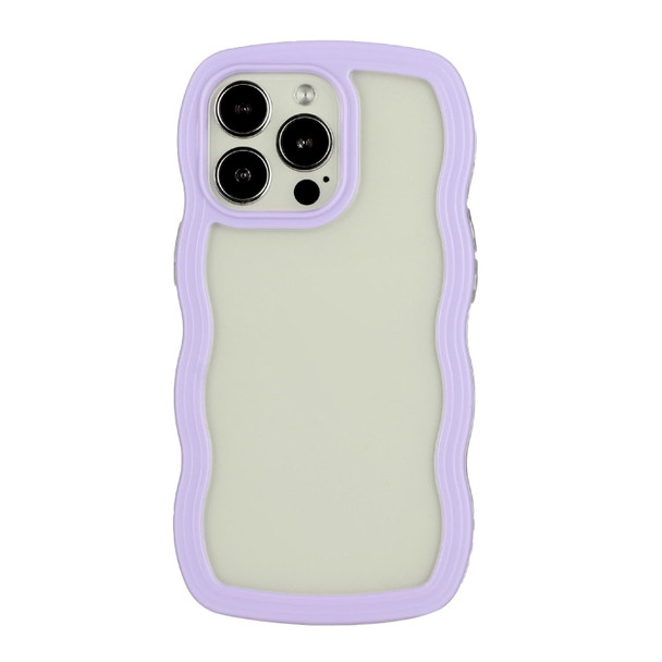 Candy Color Wave TPU Clear PC Phone Case - iPhone 13 Pro Max(Purple)