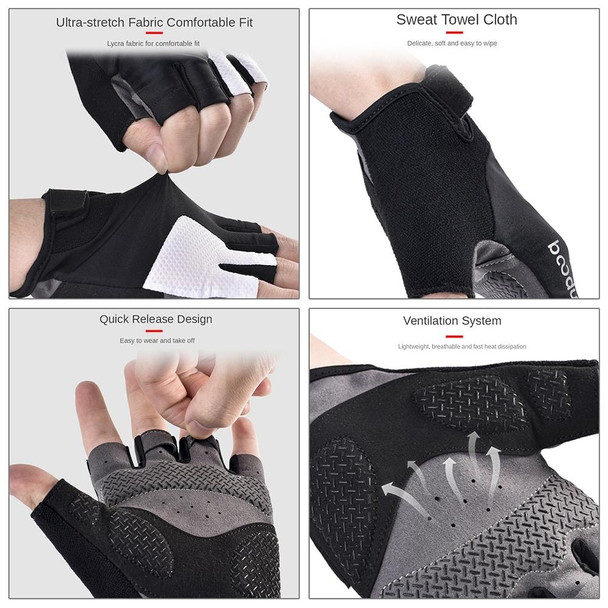 BOODUN Non-slip Half Finger Shock Absorption Breathable Heat Dissipation Outdoor Riding Gloves, Size:XL(Black and White)