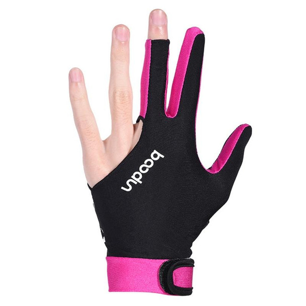 BOODUN M050912 Thin Breathable Men and Women Billiards Three Finger Single Gloves, Size:L(Rose Red)