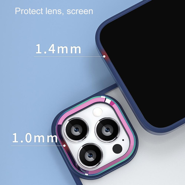 Colorful Metal Lens Ring Phone Case - iPhone 13 Pro Max(Baby Blue)