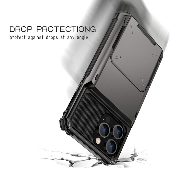 Scratch-Resistant Shockproof Heavy Duty Rugged Armor Protective Case with Card Slot - iPhone 14 Pro Max(Black)