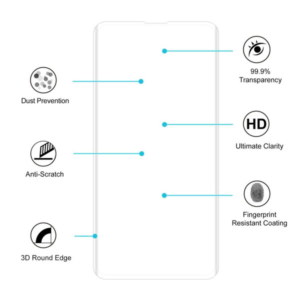 25 PCS Edge Glue 3D Curved Edge Full Screen Tempered Glass Film for Galaxy S10, Fingerprint Unlock Is Not Supported(Transparent)