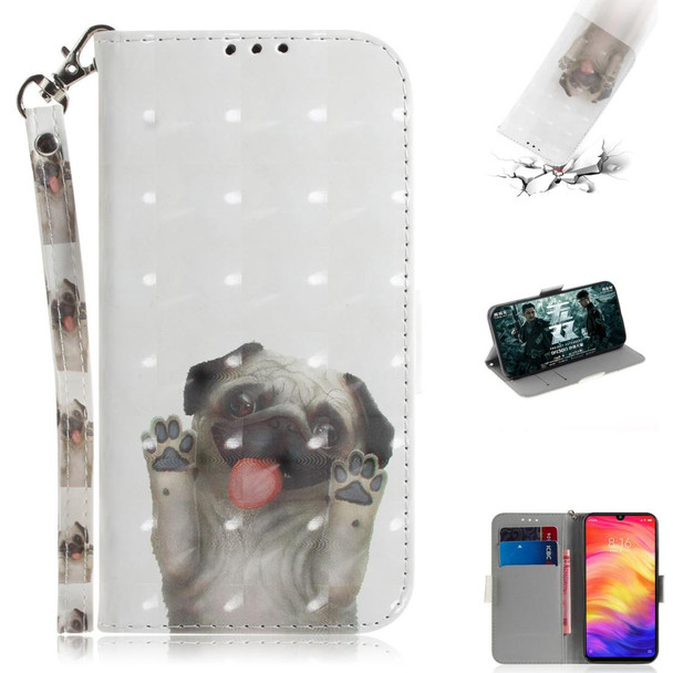 3D Coloured Drawing Horizontal Flip Leatherette Case with Holder & Card Slots & Wallet - Galaxy S10 Plus(Pug)