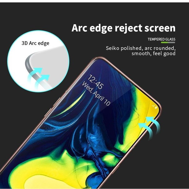 PINWUYO 9H 3D Curved Tempered Glass Film for Galaxy A10 black