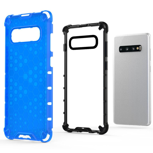 Honeycomb Shockproof PC + TPU Case for Galaxy S10+ (Blue)